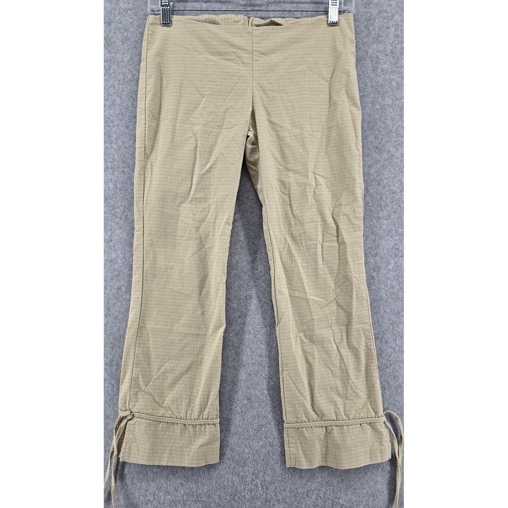 Vtg Y2K Closet Ripstop Capri Pants Juniors 28x23" Tan Low Rise Slim Back Zip